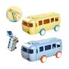 2023 New Portable Water Cup In Bus Shape, 16 OZ Cute Bus Shape Water Bottle, 360 Leak-Proof Portable Water Bottle with Straw and Strap, Bounce Flip Top Straw Water Bottle for Kids (E-Blue+Yellow) view 1