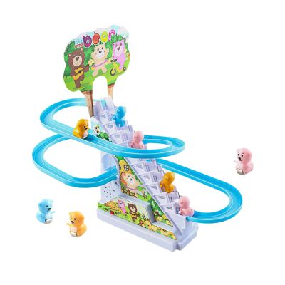 9 Bears DIY Automatic Indoor Stairs Slide Toy - Electric Climbing Roller Coaster Playset for Boys & Girls
