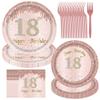 18th Birthday Decorations for Girls, Rose Gold Plates and Napkins, Pink Paper Party Supplies for Women - 96PCS Set Serves 24 Guests view 1
