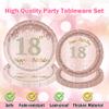 18th Birthday Decorations for Girls, Rose Gold Plates and Napkins, Pink Paper Party Supplies for Women - 96PCS Set Serves 24 Guests view 3