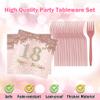 18th Birthday Decorations for Girls, Rose Gold Plates and Napkins, Pink Paper Party Supplies for Women - 96PCS Set Serves 24 Guests view 4