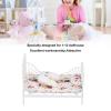 1:12 Scale Dollhouse, Furniture Mini Bed Set Decorative Pillow Metal Frame Lifelike Miniature Bed White (Bunny Pattern) Metal Dollhouse view 3
