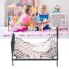 1:12 Miniature Bed, Mini Children Metal Bed Miniature Dollhouse Bedroom Accessory Dollhouse European Style Black Bedroom Furniture (Type A) 1 12Set view 3