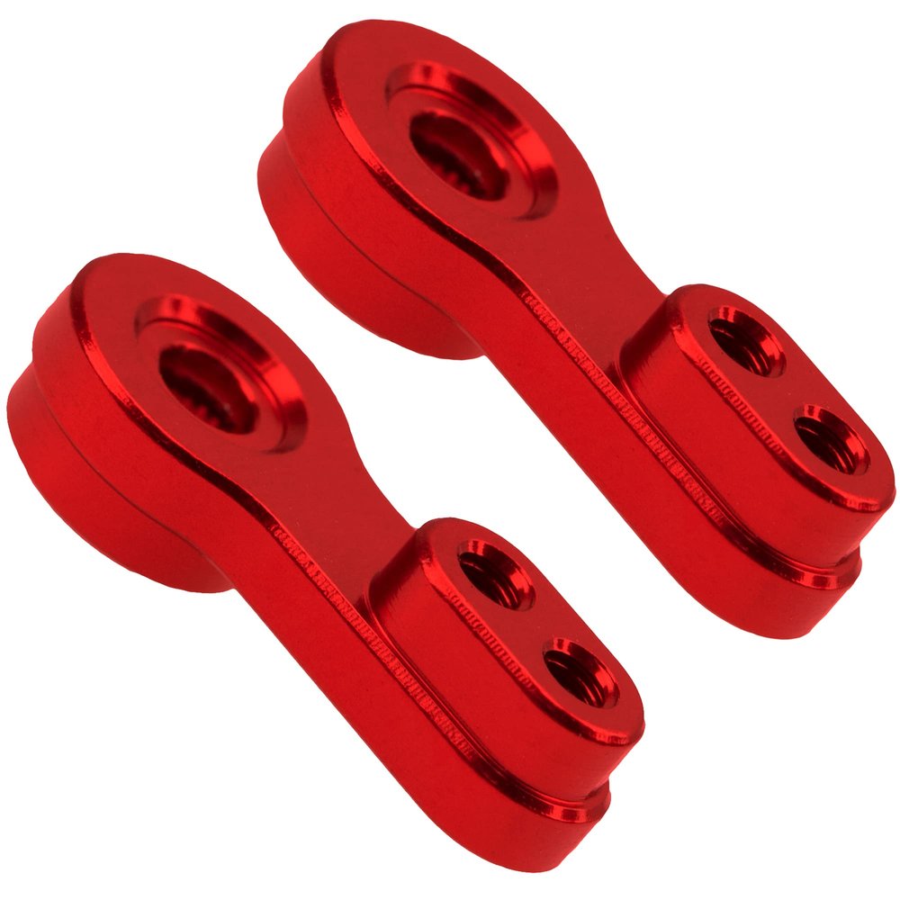 2Pcs ShareGoo Aluminum FCX24 Servo Arms RC Steering Servo Horn Compatible with FMS FCX24 1/24 RC Car (Red)