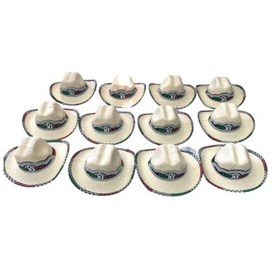 12 PIECE, MINI PALM HAT, MINI HAT DECORATION, CAR DECOR, ORIGINAL, MEXICO, SOMBRERITO