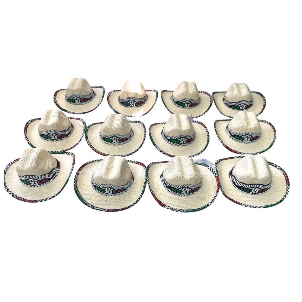 12 PIECE, MINI PALM HAT, MINI HAT DECORATION, CAR DECOR, ORIGINAL, MEXICO, SOMBRERITO