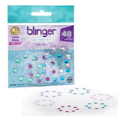 blinger On The Go (Mini) Refill Pack | 48 Acrylic Rhinestones in 6 Discs | Exclusive for Mini blinger Gem Stamper (Fun)