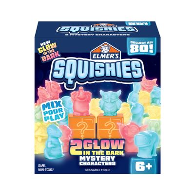 Elmer's Squishies, Kids DIY Activity Kit, Squishy Glow in the Dark Toys, Creates 2 Mystery Characters, 13 Piece Set - Slime Fun, Arts & Crafts, Creative Gift for Ages 6+
