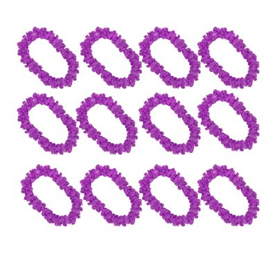 blinkee 12 Pack - Hawaiian Luau Party Purple Flower Lei Necklace, 36" Eco-Friendly Non-Light Up Accessory for School Carnivals and Fundraising Events