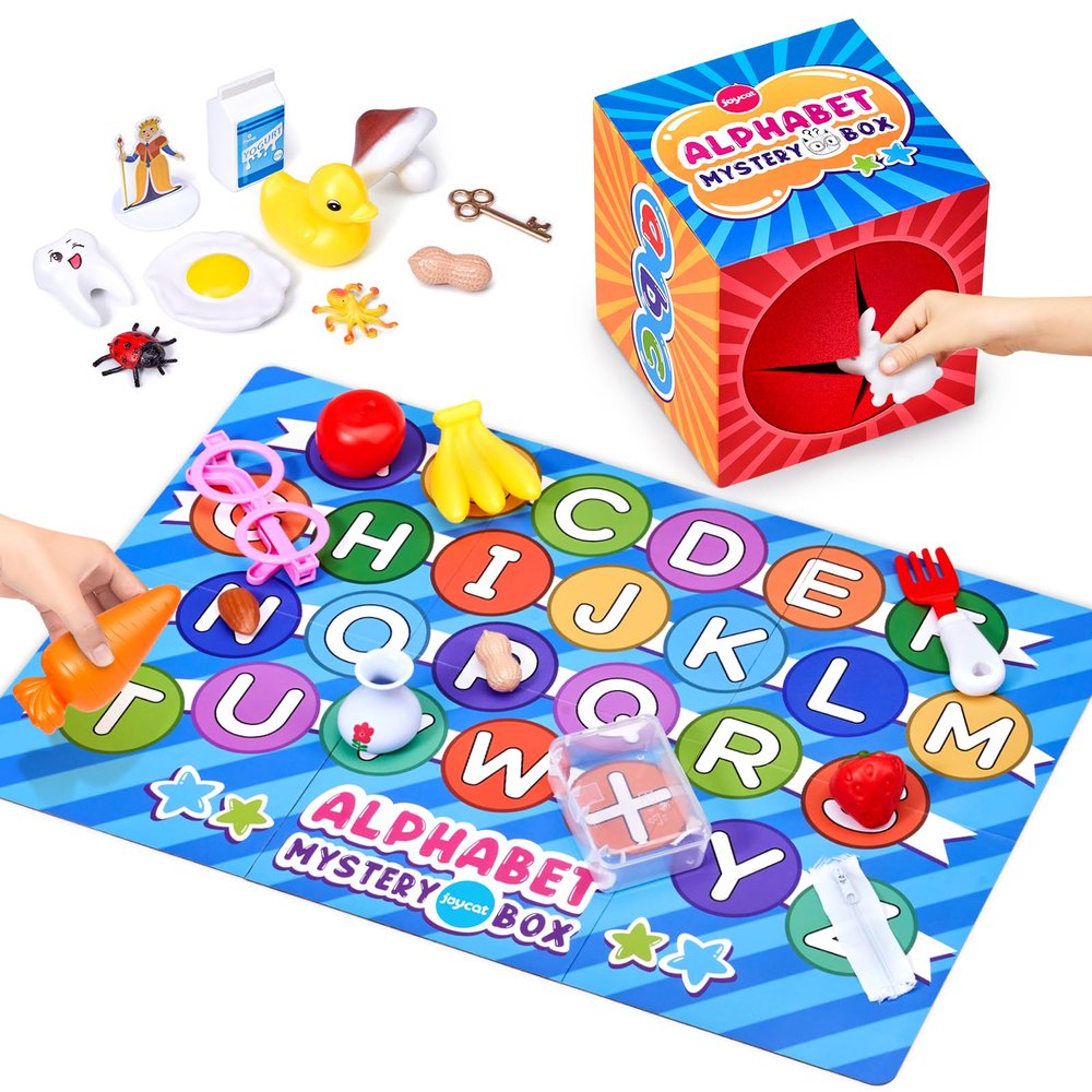 JoyCat Mystery Alphabet Box for Kids 26 PCS Letters Sorting Matching Game Activities Letter Sounds Fine Motor Learning Toys for Preschool Kindergarten Classroom - Halloween