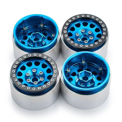 4Pcs Aluminum Alloy 1.9inch Beadlock Wheels Rims for Axial SCX10 II 90046 AXI03007 Traxxas TRX4 D90 1/10 RC Crawler Car (Color : Blue 4PCS)