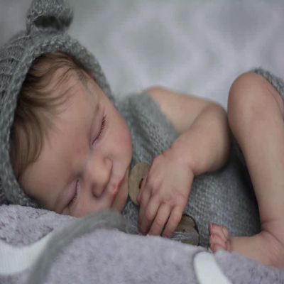 iCradle Lifelike Lovely Real Look Reborn Baby Doll 19inch 48cm Full Body Vinyl Silicone Baby Doll Boy Anatomically Correct Rooted Hair Realistic Sleeping Newborn Doll Toy Gift for Ages 3+