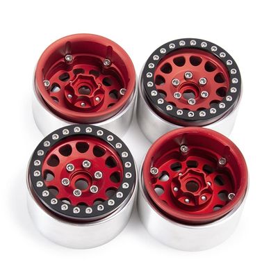 4Pcs Aluminum Alloy 1.9inch Beadlock Wheels Rims for Axial SCX10 II 90046 AXI03007 Traxxas TRX4 D90 1/10 RC Crawler Car (Color : Red 4PCS)
