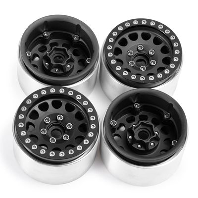 4Pcs Aluminum Alloy 1.9inch Beadlock Wheels Rims for Axial SCX10 II 90046 AXI03007 Traxxas TRX4 D90 1/10 RC Crawler Car (Color : Black 4PCS)