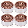 Tyenaza RC Car Wheel Hub, 4pcs Beadlock RC Car Wheel Hub Set 1.9in Aluminum Alloy Tire Rim for 1/10 1/12 1/14 Remote Control Cars(Brown) view 1