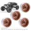 Tyenaza RC Car Wheel Hub, 4pcs Beadlock RC Car Wheel Hub Set 1.9in Aluminum Alloy Tire Rim for 1/10 1/12 1/14 Remote Control Cars(Brown) view 4
