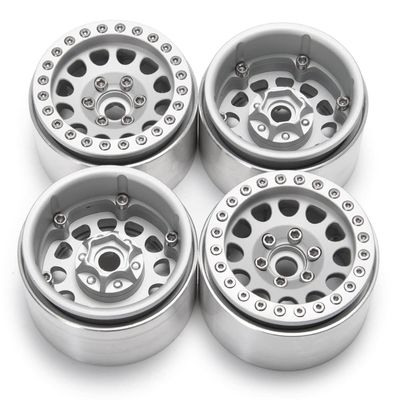4Pcs Aluminum Alloy 1.9inch Beadlock Wheels Rims for Axial SCX10 II 90046 AXI03007 Traxxas TRX4 D90 1/10 RC Crawler Car (Color : Silver 4PCS)