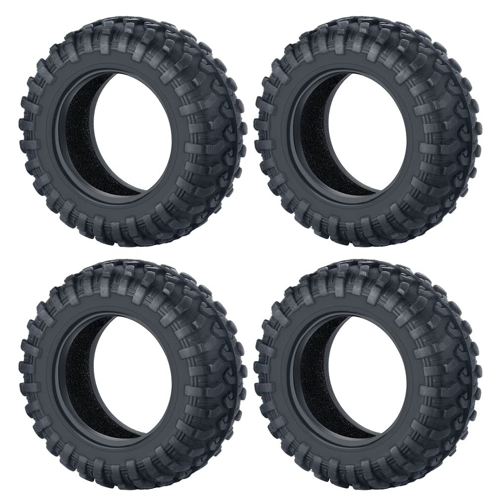 4Pcs Beadlock Soft Rubber Tires Tyres with Insert Foam for Kyosho Jimny 1/18 RC Crawler Car Truck Model Upgrade Parts (Color : 4Pcs 42mm)