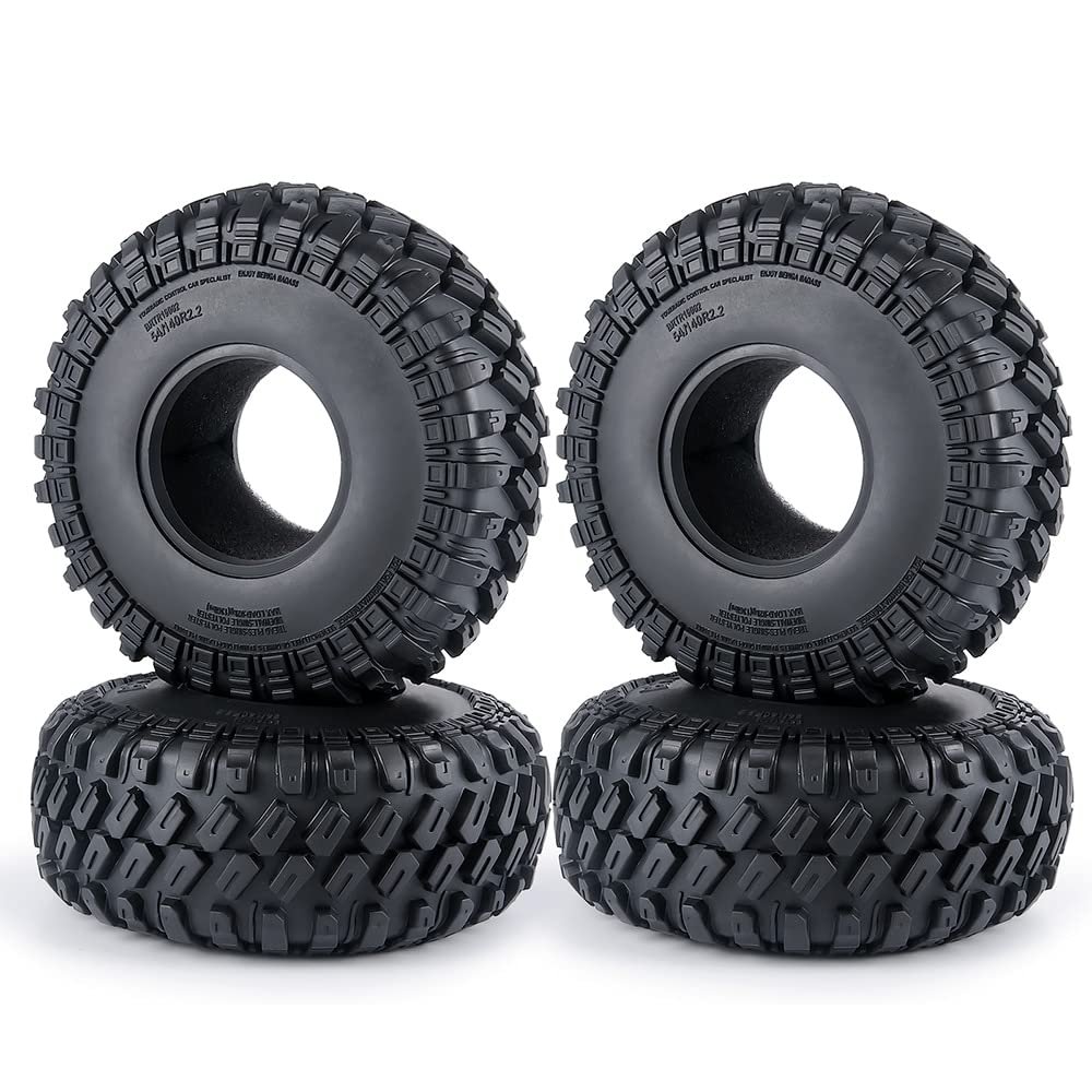 2.2inch 140mm Beadlock Rubber Tires Tyres with Foam for Axial SCX10 Wraith Traxxas TRX-4 1/10 RC Rock Crawler Car Parts (Color : 4PCS)