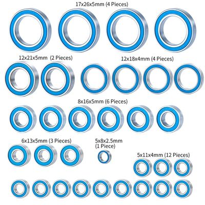 32Pcs Wheel Hub Axle Blue Sealed Bearing Kit for Traxxas TRX-4 TRX4 E-Revo 2.0 TRA86086-4 1/10 RC Crawler Car Parts