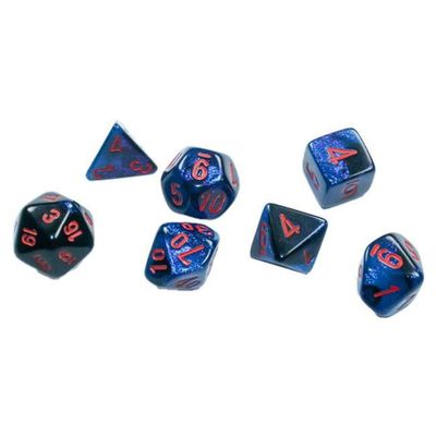 DND Dice Set-Chessex D&D Dice-Gemini: Mini 7pc Polyhedral Black-Starlight/red Dice Set-Dungeons and Dragons Dice Includes 7 Dice  D4, D6, D8, D10, D12, D20 and D%