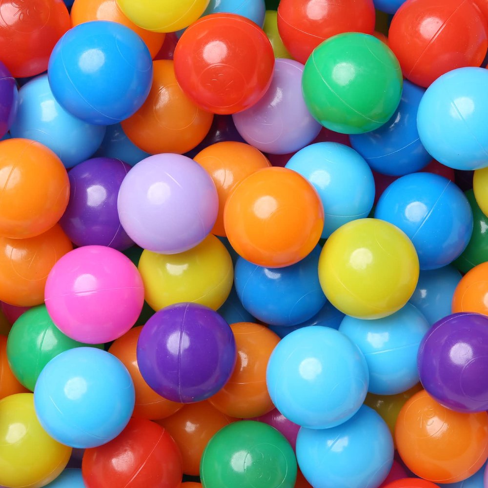Realhaha Ball Pit Balls 100 Play Balls Plastic Balls for Baby Girls Toddlers Kids Play Tent Pool Playhouse Playpen Party Decoration, Red Orange Purple Blue Green
