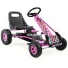 HONEY JOY Go Kart for Kids, 4 Wheel Quad Off-Road Pedal On Foot Go Cart w/Steering Wheels & Adjustable Seat, 2 Safety Brakes, EVA Rubber Tires, Clutch, Outdoor Racer Ride On Pedal Car (Pink) view 1
