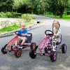 HONEY JOY Go Kart for Kids, 4 Wheel Quad Off-Road Pedal On Foot Go Cart w/Steering Wheels & Adjustable Seat, 2 Safety Brakes, EVA Rubber Tires, Clutch, Outdoor Racer Ride On Pedal Car (Pink) view 2