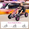 HONEY JOY Go Kart for Kids, 4 Wheel Quad Off-Road Pedal On Foot Go Cart w/Steering Wheels & Adjustable Seat, 2 Safety Brakes, EVA Rubber Tires, Clutch, Outdoor Racer Ride On Pedal Car (Pink) view 3