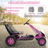 HONEY JOY Go Kart for Kids, 4 Wheel Quad Off-Road Pedal On Foot Go Cart w/Steering Wheels & Adjustable Seat, 2 Safety Brakes, EVA Rubber Tires, Clutch, Outdoor Racer Ride On Pedal Car (Pink) view 4