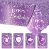 3 Pieces Purple Silver Birthday Tablecloths for Happy Birthday Party Decorations Plastic Disposable Purple Birthday Theme Table Covers for Girls Women Silver Glitter Birthday Party Supplies 54x108Inch view 3