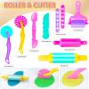Dough Tool Sets for Kids Toddlers,Cute Playdough Accessories with Rolling Pin Dough Mat Storage Box,Party Pack Toys for Kids Age 2-4 3-5 4-8,Educational Toys Gift for Birthday Christmas Boys Girls view 4