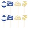 24Pcs Military Themed Cupcake Toppers Glitter Boot Camp Bound Cupcake Picks Navy Bound Themed Cupcake Decorations Welcome Ceremony Army Birthday Party Cake Decorations Supplies Blue Gold view 3