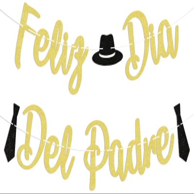 Feliz Da Del Padre Banner, Gold Glitter Spanish Happy Father's Day Decorations, Father's Day Party Decoration Supply, Fathers Day/Birthday Party Supply
