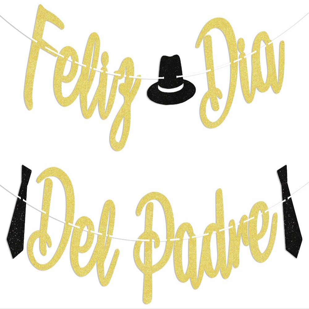 Feliz Da Del Padre Banner, Gold Glitter Spanish Happy Father's Day Decorations, Father's Day Party Decoration Supply, Fathers Day/Birthday Party Supply