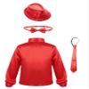 Aislor Kids Boys Girls Sequins Spread Collar Shirt Jacket Hip Hop Jazz Disco Dance Costume with Hat Bowtie Necktie Red 9-10 Years view 2