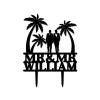 Personalized Mr And Mr Wedding Cake Toppers Grooms Beach Theme Cake Toppers Under Palm Tree in Beach Cake Topper Mr Mr Silhouette Black Acrylic Engagement Two Men Gifts with Last Name view 2