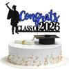 1 Pack Congrats Class of 2026 Cake Toppers Graduation Boy Cake Picks Glitter 2026 Graduation Cake Decorations for Theme High School Boys Graduate Cake Decorations Party Supplies Blue Gold view 1