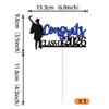 1 Pack Congrats Class of 2026 Cake Toppers Graduation Boy Cake Picks Glitter 2026 Graduation Cake Decorations for Theme High School Boys Graduate Cake Decorations Party Supplies Blue Gold view 2
