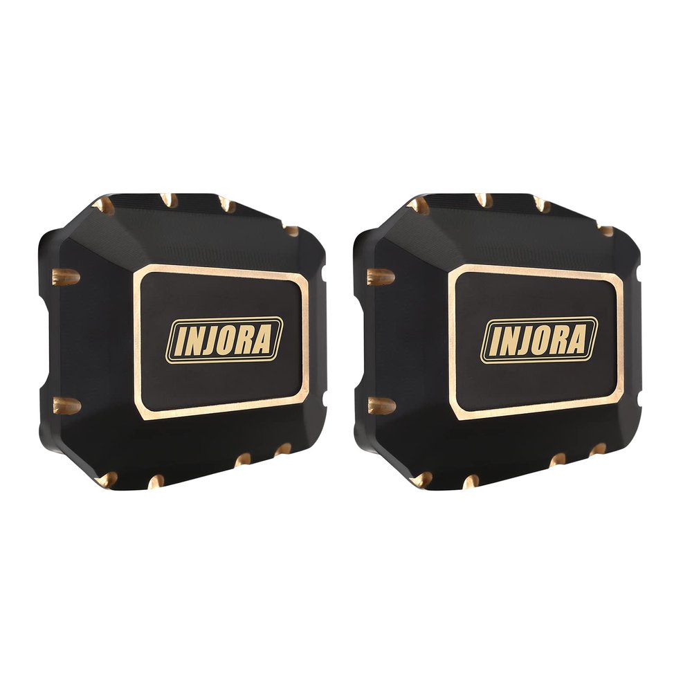 INJORA Front and Rear Axle Diff Cover Black Coating Brass Differential Axle Cover for Axial SCX10 PRO SCX10 III Upgrade 1/10 RC Crawler, 38g