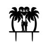 Gay Wedding Cake Toppers Personalized Mr And Mr Beach Theme Black Acrylic Cake Toppers Gay Couple Silhouette Custom Last Name Same Sex Two Men Gifts for Wedding Grooms Under Palm Tree in Beach view 2