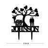 Grooms Cake Toppers Personalized Mr And Mr Under Palm Tree in Beach Black Acrylic Cake Toppers Mr Mr Silhouette Custom Last Name LGBT Two Men Gifts for Anniversary Party Palm Tree view 3