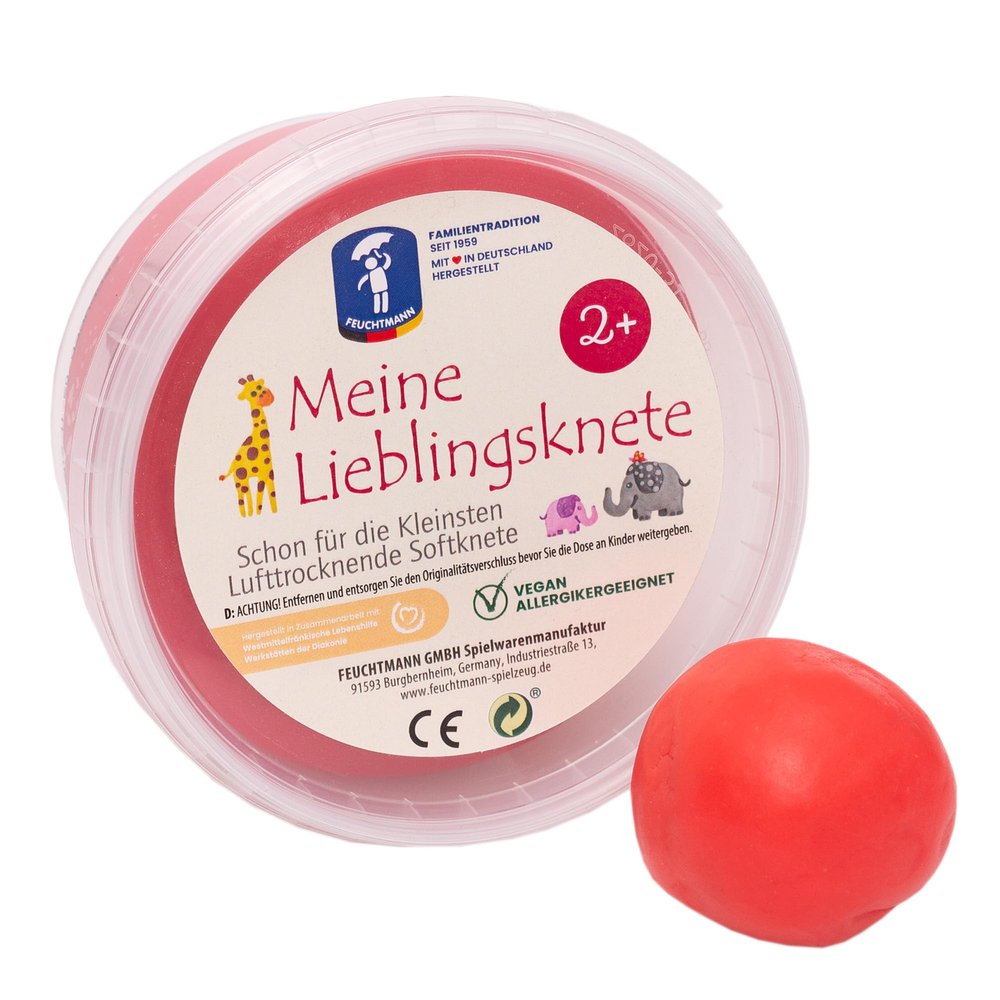 Feuchtmann My Favourite Edu Edition 500 g Children's Clay Red, Gluten-Free Play Clay Vegan, Non-Toxic Modelling Clay, Air-Drying