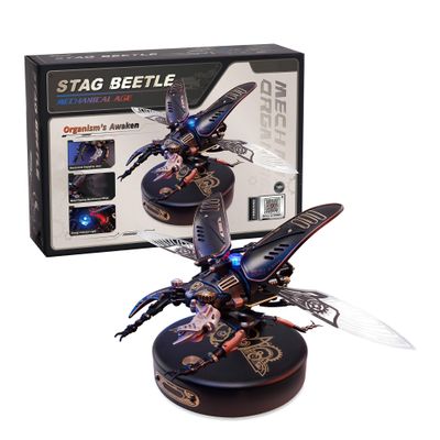 3D Metal Puzzles for Adults, DIY Model Kits to Build, 115 Pieces Mechanical Puzzle Stag Beetle, STEM Toy, for AdultsStag Beetle