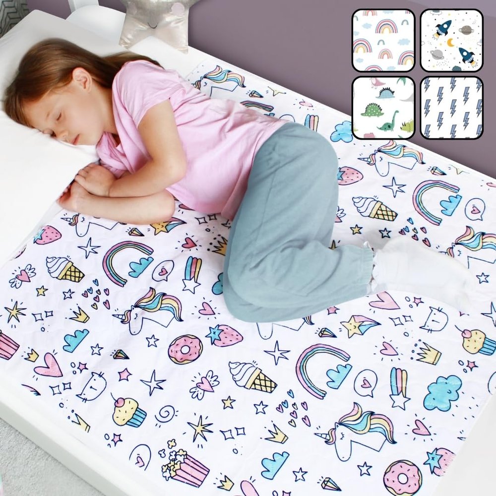 Hygge Sheets Potty Training Pee Pads for Kids, Toddlers - 100% Waterproof, Non Slip Bed Wetting Pad for Twin Beds - Washable, Reusable Mattress & Sheet Protector - Unicorn