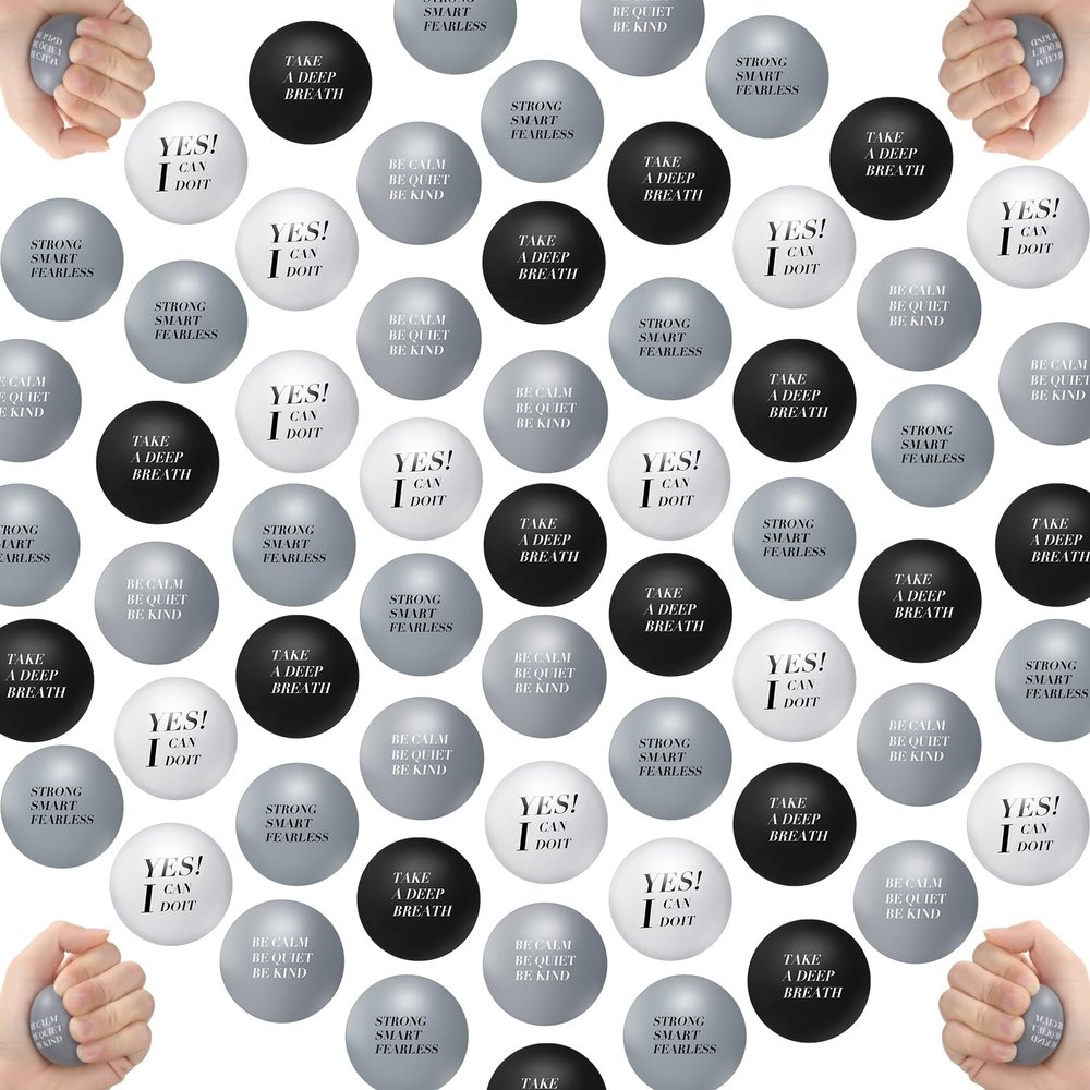 60 Pcs Motivational Stress Balls Inspirational Hand Exercise Stress Balls Fidget Toys for People Relieve Encouraging (Neutral Color)
