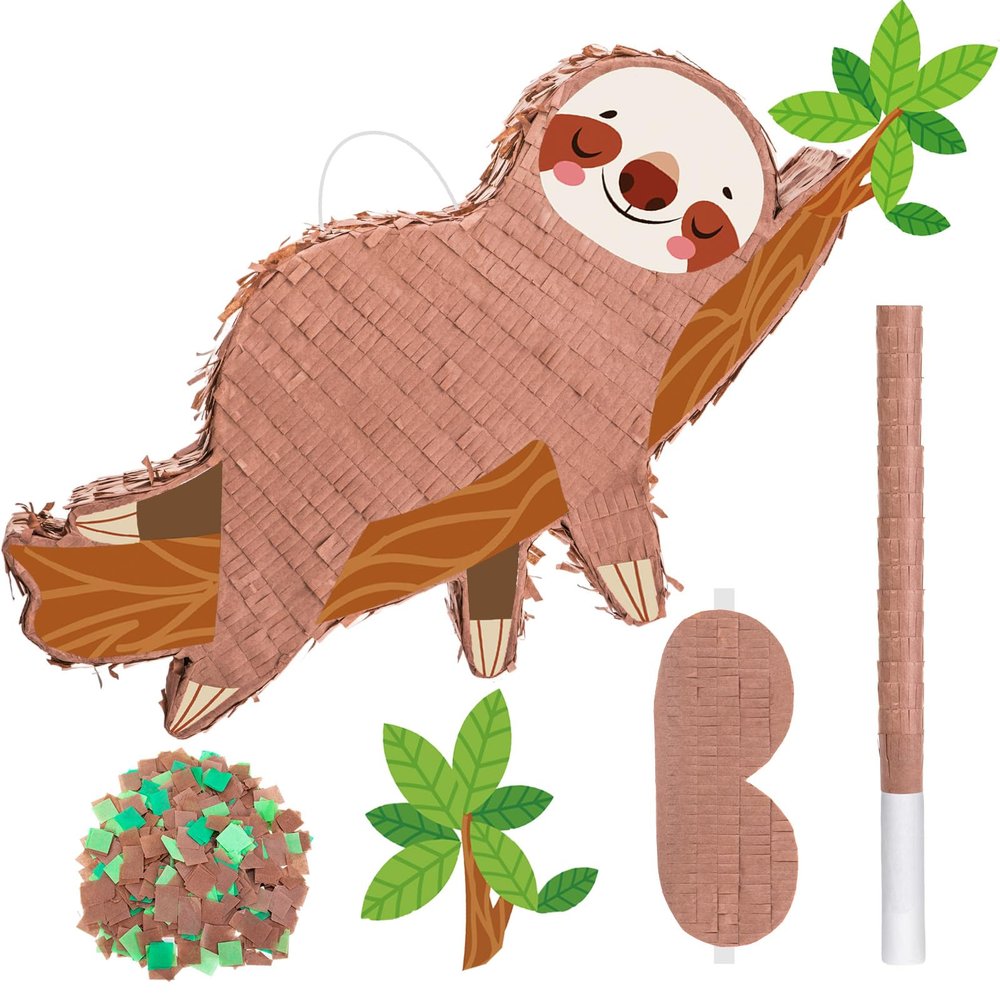 Sloth Piatas for Birthday Party Animal Piata with Stick, Blindfold, Confetti for Adults Birthday Baby Shower Party Supplies