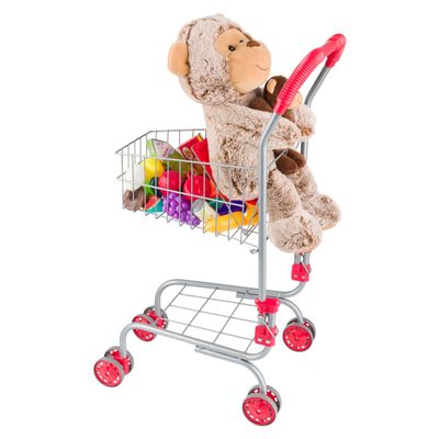 HEY! PLAY! Kids Shopping Cart - Toddler Grocery Cart with Pivoting Front Wheels and Folds for Easy Storage - for Pretend Play Grocery Store