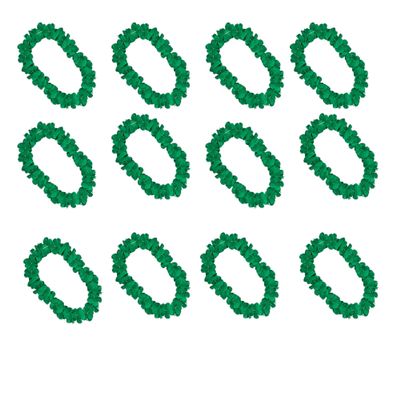 blinkee 12 Pack - Groovy Green Aloha Hawaiian Flower Lei Necklace - Pack of Three, Unlit, 36-inch, Ideal for Hippie-Inspired Luau, Beach Parties, and Peace Celebrations