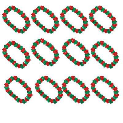 12 Packs - Festive Aloha Spirit Lei Necklace - Hawaiian Christmas Party Accessory, 36 Inch, Red and Green, Non-Light-Up, Pack of 3, Jingle Jangle Aloha Edition, Ho-Ho-Hula Model